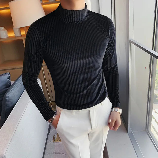 Slim Fit Solid Turtleneck T-Shirt