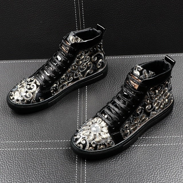 Dazzling Sequin Broderie Youth Casual Style Men Sneaker