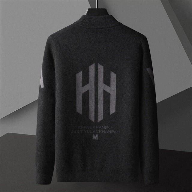 Big Letter Print Zipper Cardigan