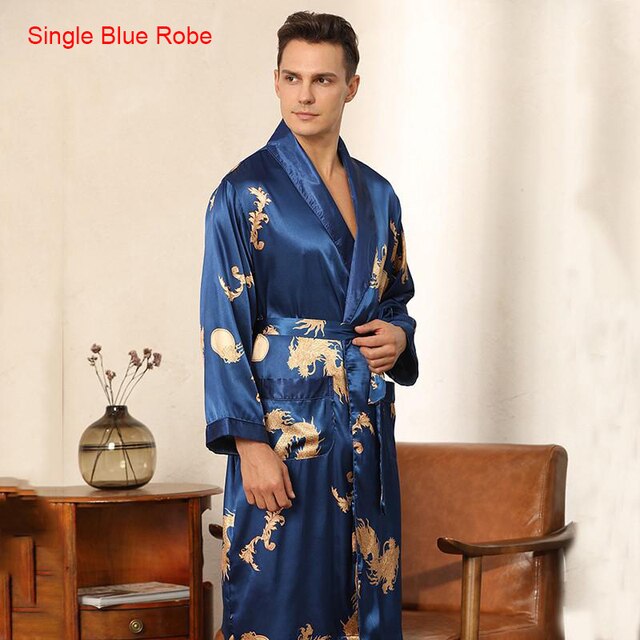 Dragon Pattern Satin Pajamas Robe