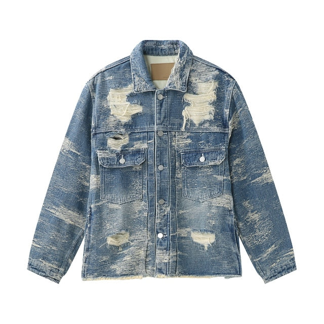 Spring Ripped Denim Jacket Sets