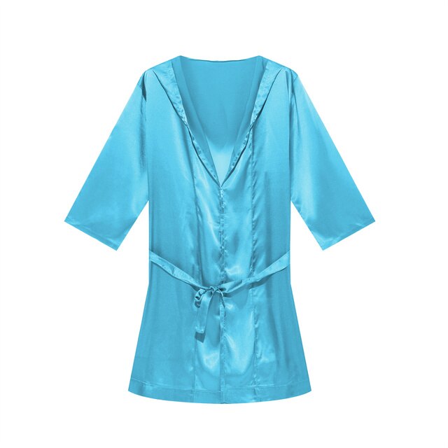Hooded Satin Solid Pajamas Robe