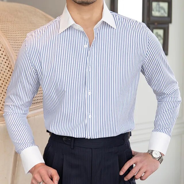 Stripe Polyester Long Sleeve Shirt