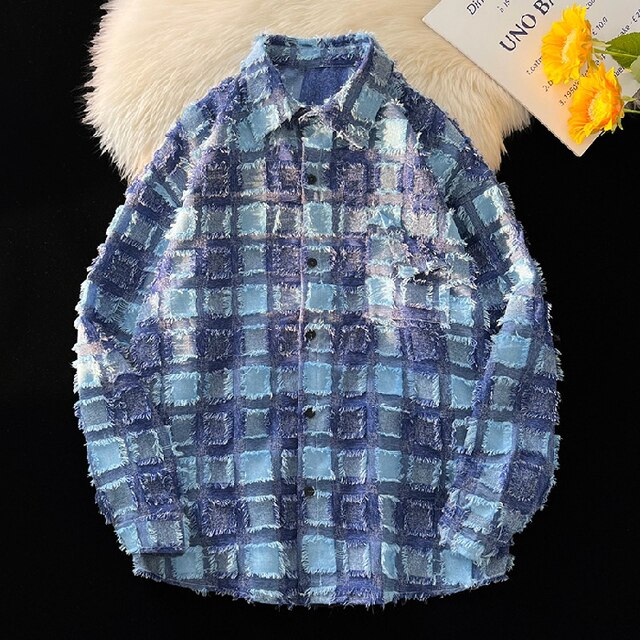 Spring Korea Solid Plaid Shirt