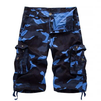 Short militaire à motif camouflage cargo multi-poches pour hommes