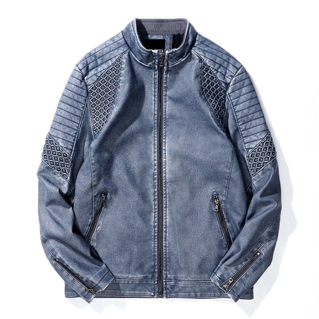 Veste en cuir d'hiver Light Hue Biker pour hommes