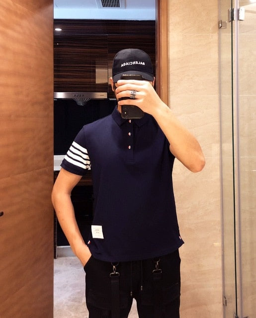 Casual Polo Shirt with Four Stripes