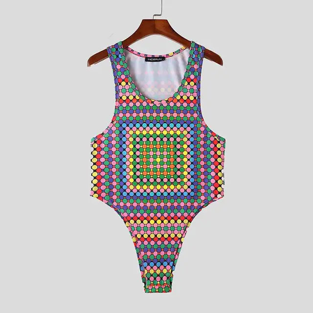 Dots Printing Colorful O-neck Bodysuit