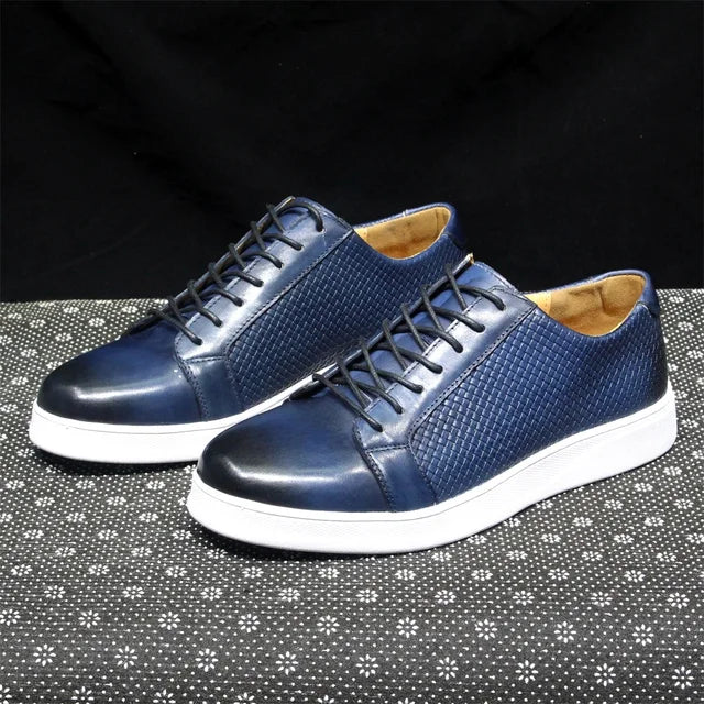 Genuine Leather Lace-Up Soft Sole Sneakers