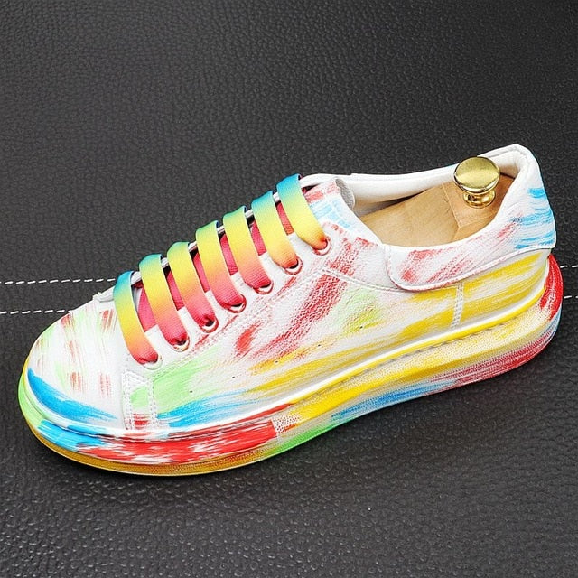 Cheerful Abstract Rainbow Color Painting Sneaker