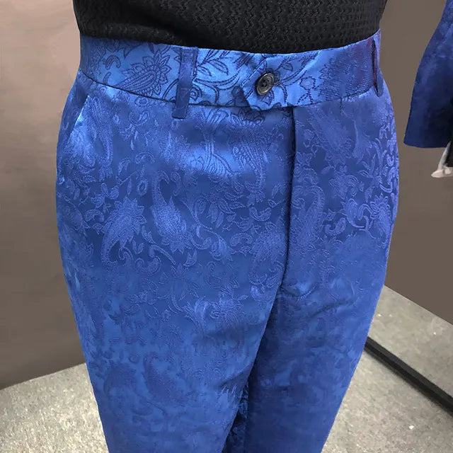 Jacquard Pattern Polyester Trousers