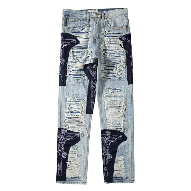 Loose Ripped Tassel Men's Jeans