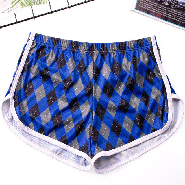 Breathable Plaid Low Waist Polyester Boxer