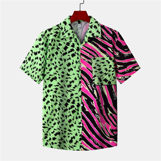 Chemise Hawaïenne à Motif Animal de Couleurs Mixtes