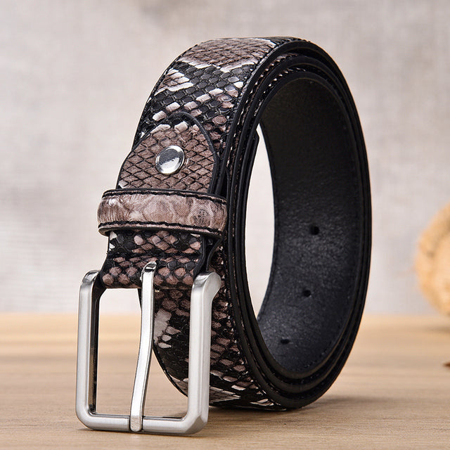 White Grey Animal Skin Pattern Style Belt
