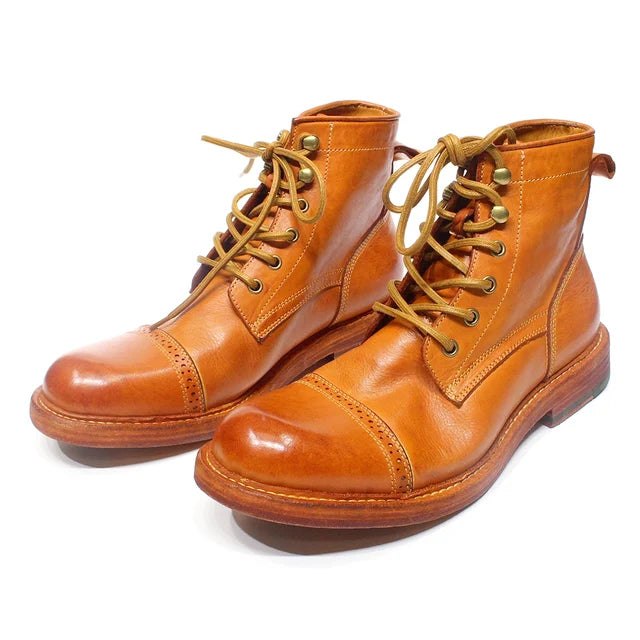 Solid Full Grain Leather Ankle Boots