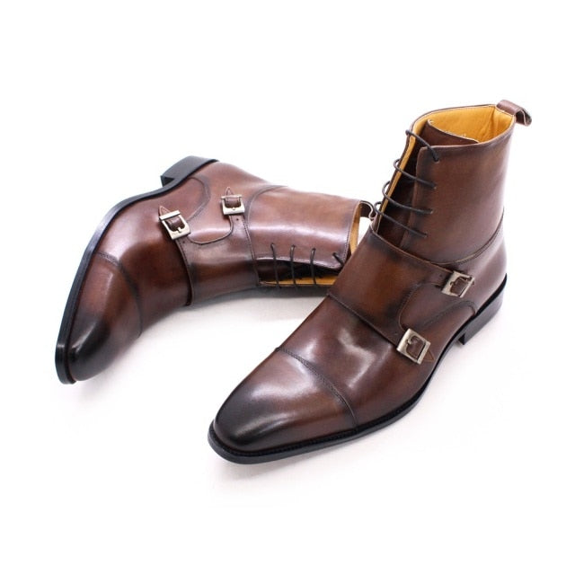 Bottes Balmoral en cuir à lacets style moine