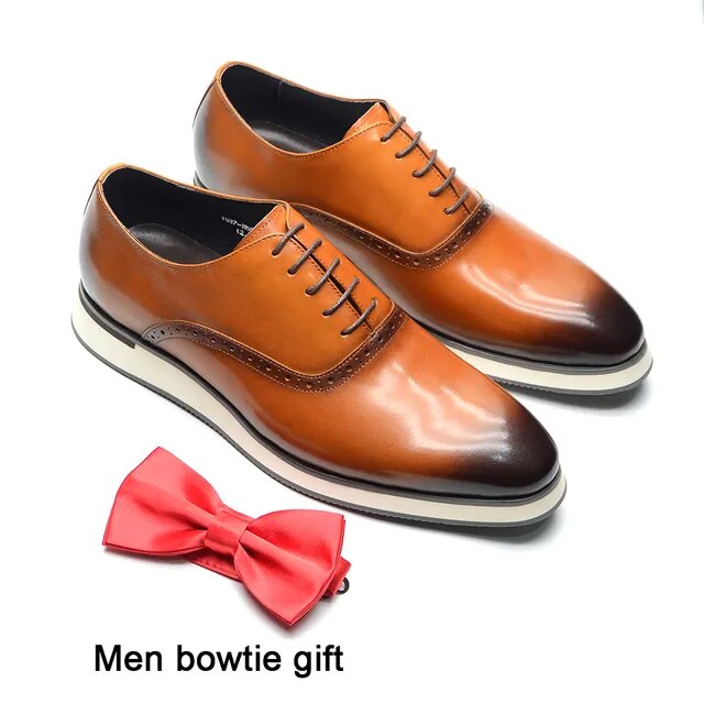 Brown Genuine Leather Oxfords Sneakers