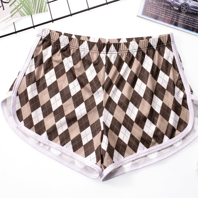 Breathable Plaid Low Waist Polyester Boxer