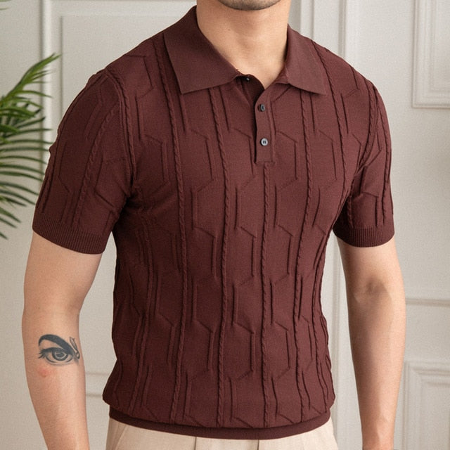 Slim Fit Knitted Summer Men Polo Shirt