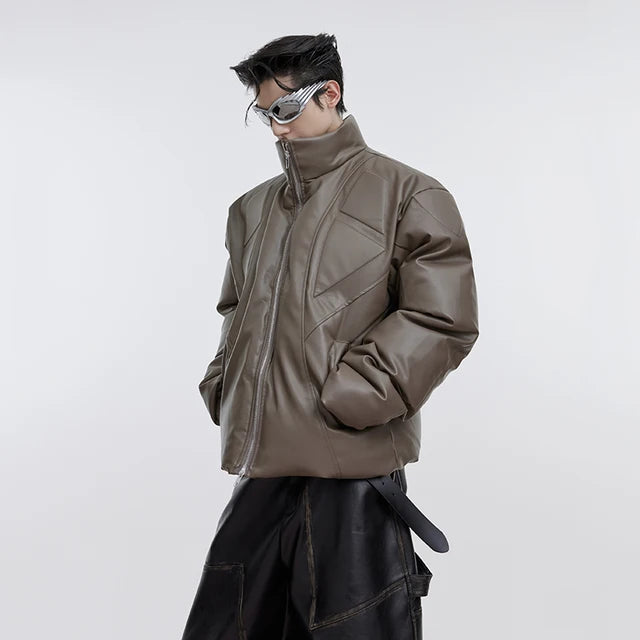 Oversize PU Leather Padded Jacket