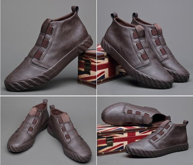 Sneaker haut décontracté pour hommes en cuir PU solide tendance