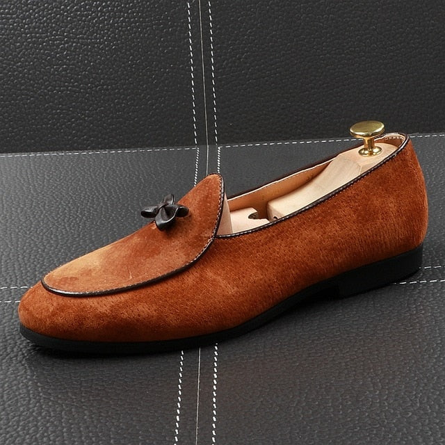 Pointed Toe with Butterfly Bowknot Detail Men Loafers Shoes