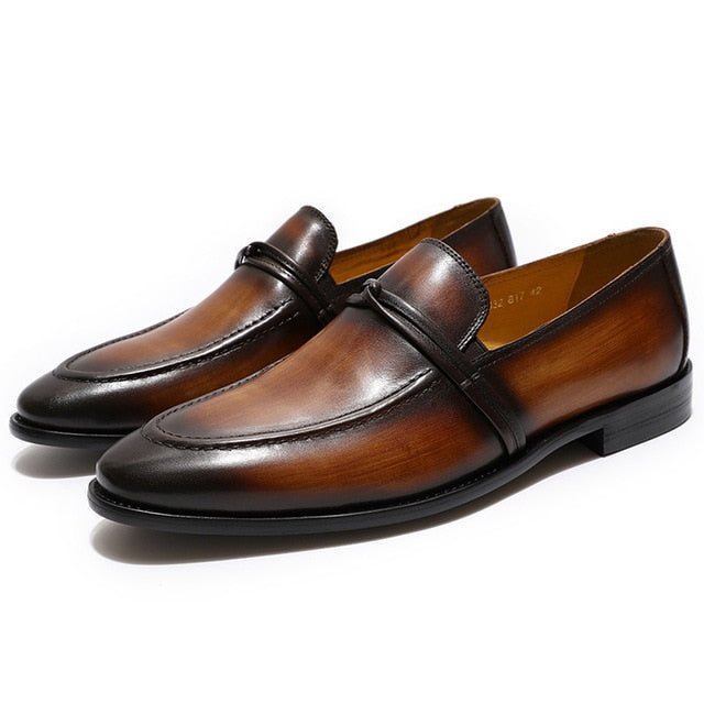 Black Brown Slip On Leather Business Style Men Shoes