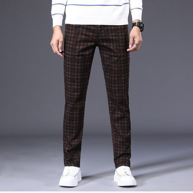 Plaid and Geometric Patterned Regular Fit Trousers