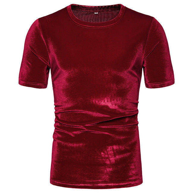 Velvet O-Neck Short Sleeve T-Shirt