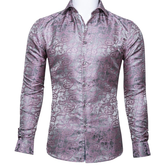 Elegante camisa de manga larga con estampado floral lujoso