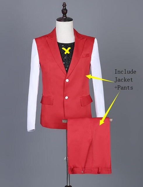 Colorblock Combination Men Formal Buttoned Suit
