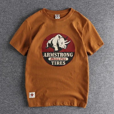 O-neck Rhino Printed T-Shirt