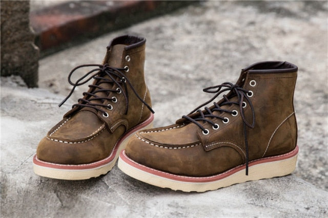 Bottines en cuir véritable vintage cousues Goodyear