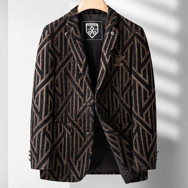 Blazer à lignes géométriques café noir