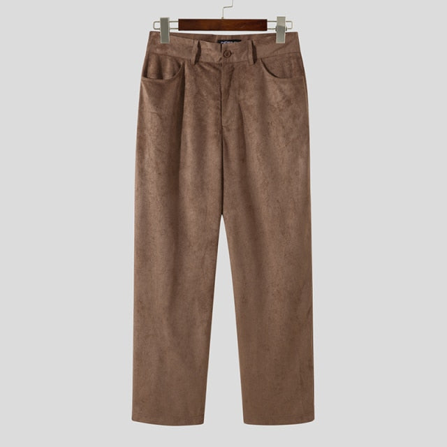 Pantalón de gamuza sintética de color liso