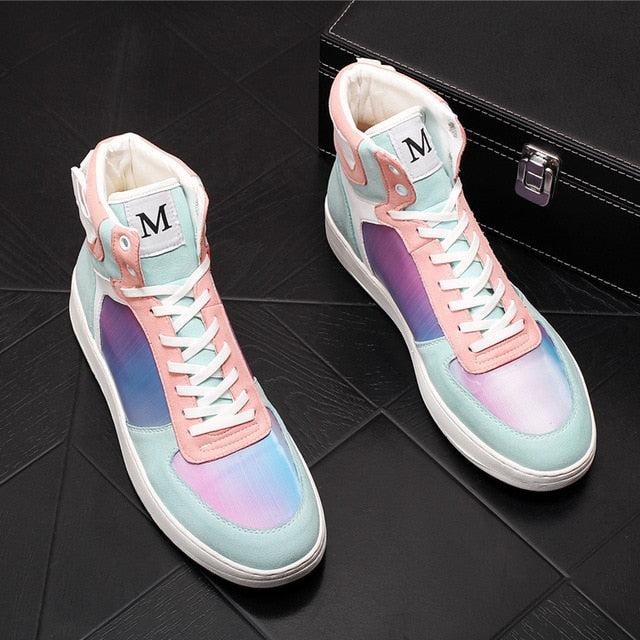 Fantasy Colorful High Top Lace up Casual Style Men Sneaker
