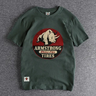 O-neck Rhino Printed T-Shirt