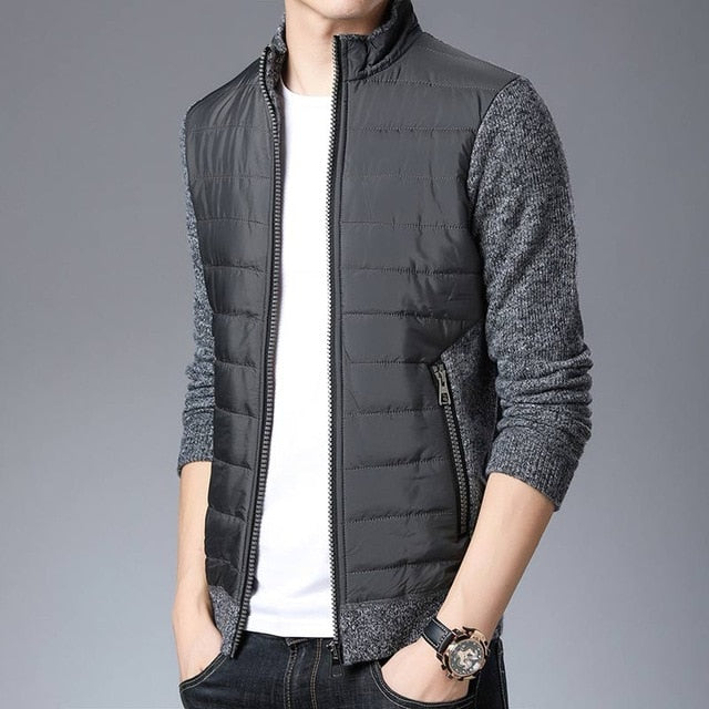 Knitted Monocolor Padded Cardigan Sweater