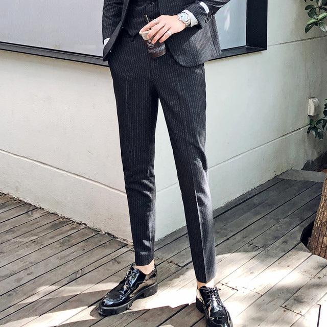 Stripe Slim Fit Dress Business Casual Style Hommes Pantalon