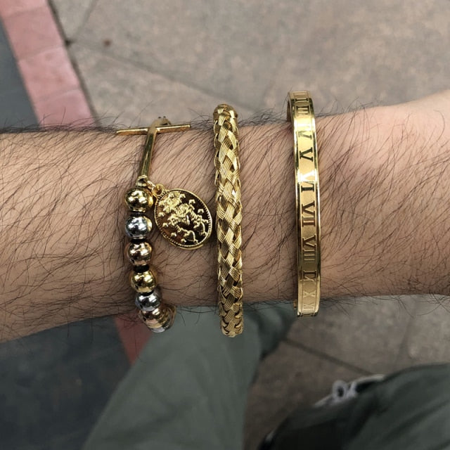 Bracelets à breloques en perles d'acier inoxydable