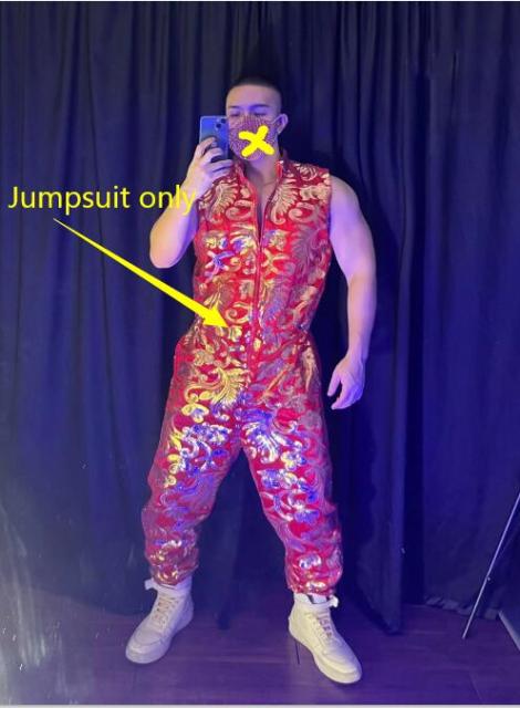 Combinaison sans manches brodée vintage à sequins dorés