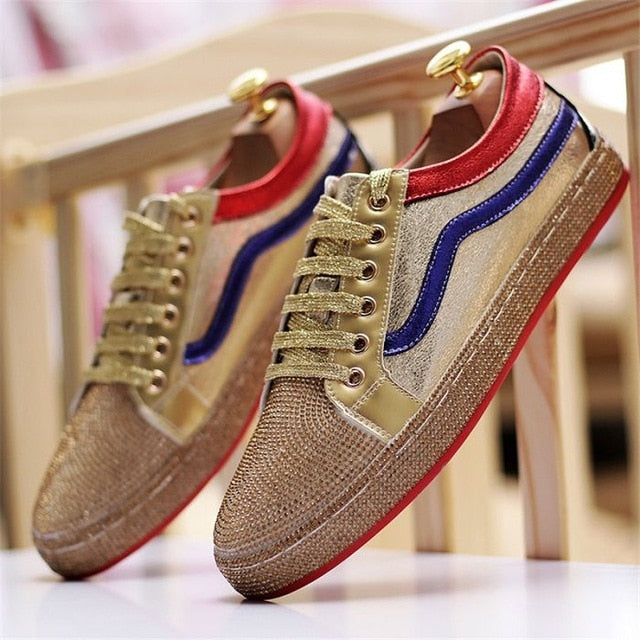 Shine Flat Low Top Lace Up Casual Hommes Sneaker