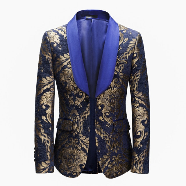 Blazer à motif floral doré de haute qualité