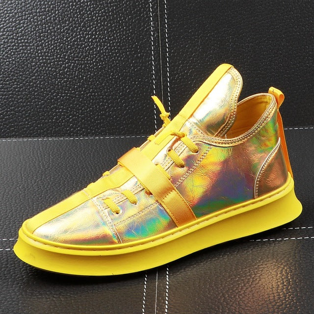 Glossy Casual Contrast Colour Youth Thick Bottom Style Men Sneaker