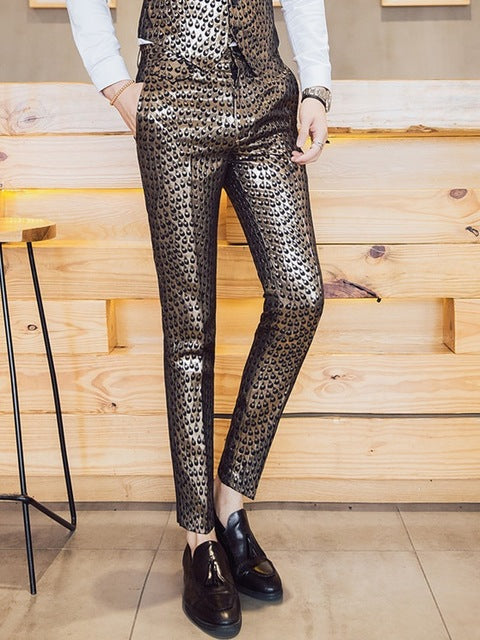 Luxury Shinny Teardrop Pattern Stage Fashion Men Trouser