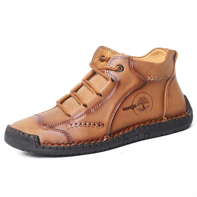 Bottines à lacets en cuir de style extérieur pour hommes