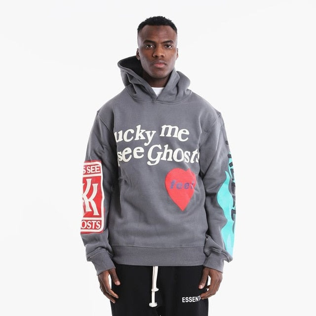 Skull Graffiti Style Printed Men Loose Hoodie