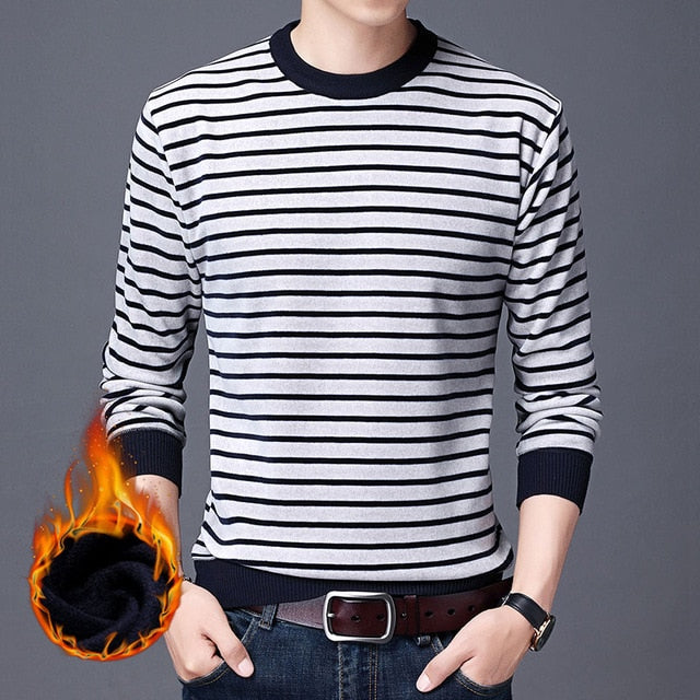 Horizontal Line Two-Tone Casual Knitted Sweater
