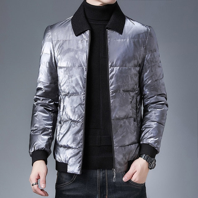 Subtle Letters Printed Down Parka Jacket